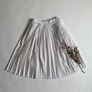 Vintage pleated white & pastel midi skirt